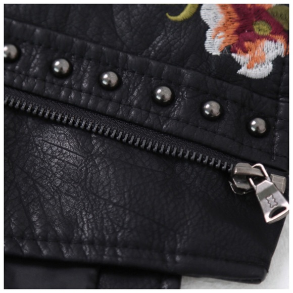 Soft Vegan Leather Embroidery Jacket - Picture 11 of 13